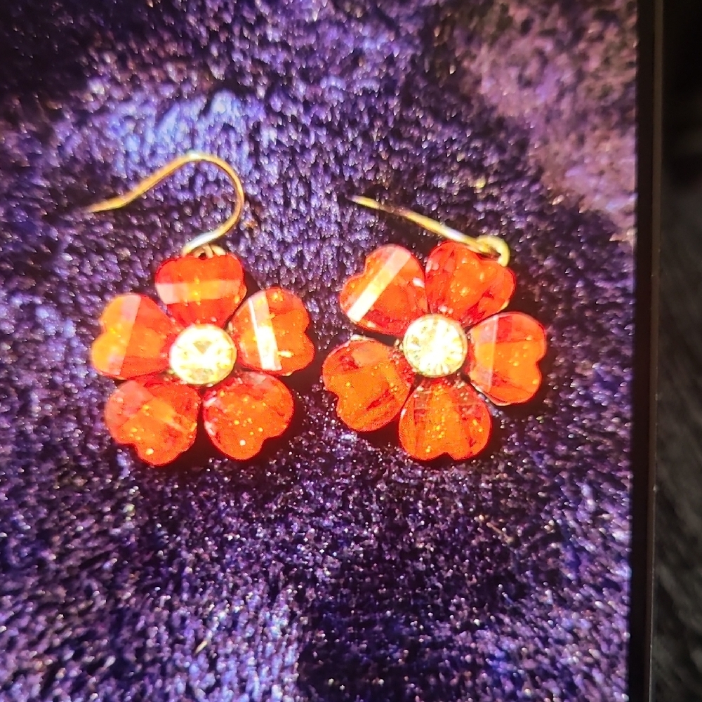 Floral Red Earrings